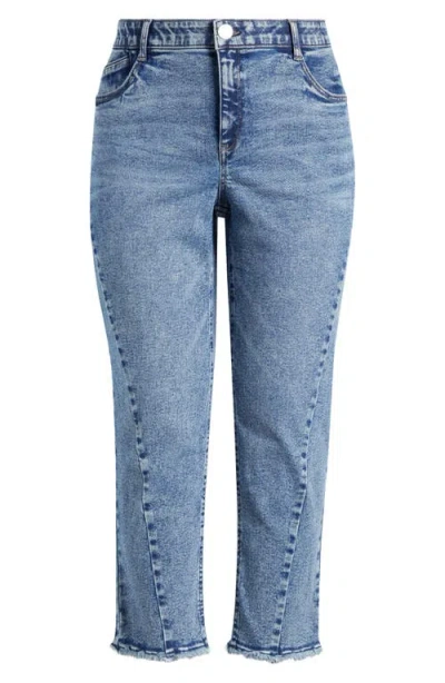 Wit & Wisdom Frayed Twist Seam High Waist Ankle Straight Leg Jeans
