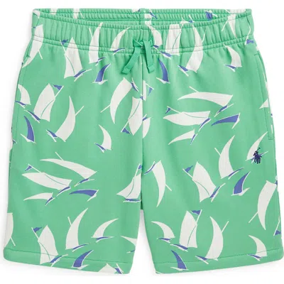 Polo Ralph Lauren Kids' Sailboat Print French Terry Shorts In Green