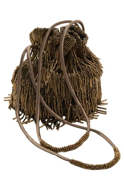 Mango Beaded Drawstring Bucket Bag