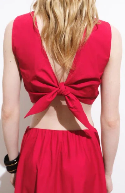 Mango Crop Top With Bow On The Back Red In Red