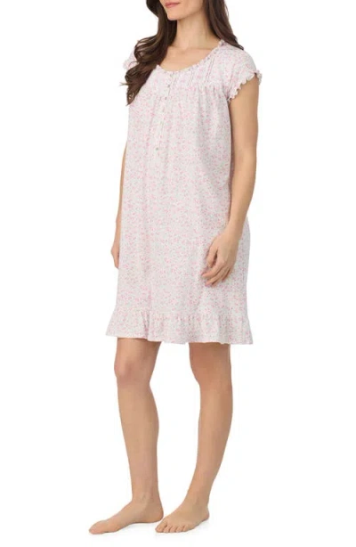 Eileen West Floral Cap Sleeve Short Cotton Jersey Nightgown