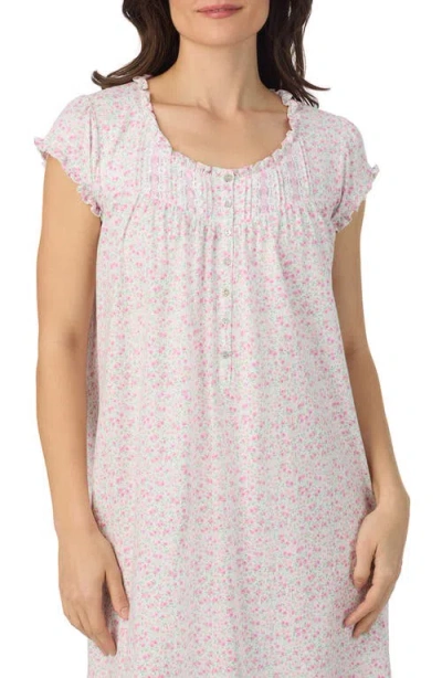 Eileen West Floral Cap Sleeve Short Cotton Jersey Nightgown