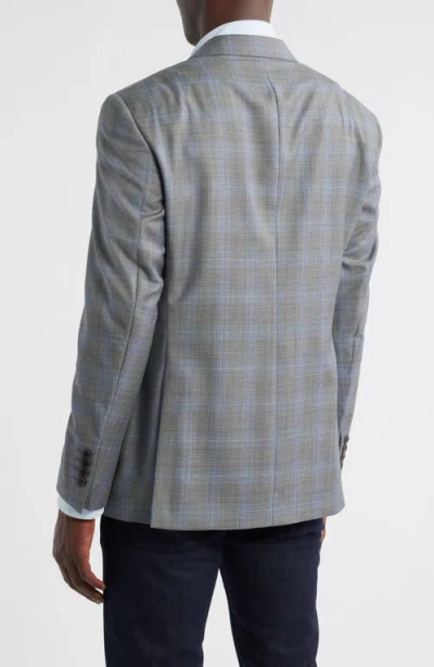 Emporio Armani Plaid Virgin Wool Blazer In Gray