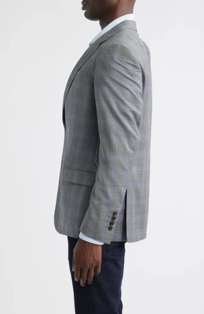 Emporio Armani Plaid Virgin Wool Blazer In Gray