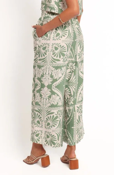 Petal And Pup Petal & Pup Nevin Printed Wide Leg Pants In Green