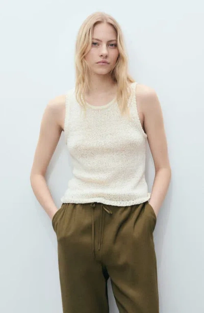 Mango Elastic Waist Flowy Pants In Green