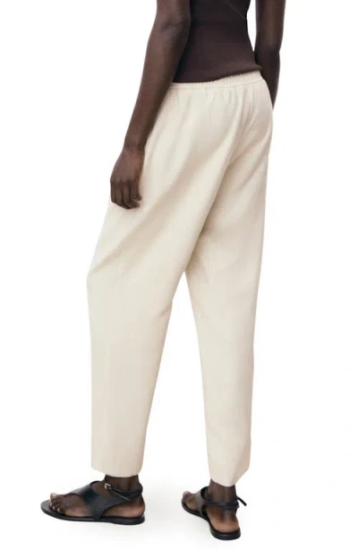 Mango Flowy Drawstring Pants In White