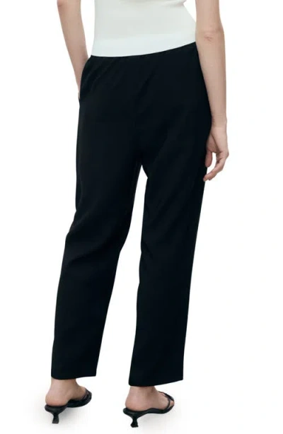 Mango Flowy Drawstring Pants In Black