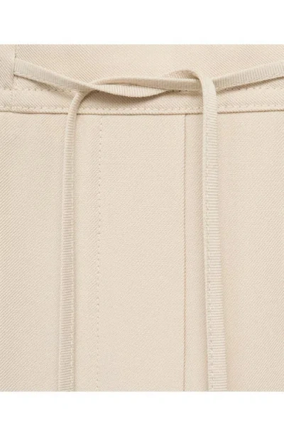 Mango Flowy Drawstring Pants In White