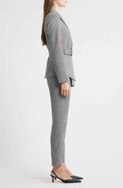 Tahari Asl Houndstooth Belted Jumpsuit In Gray