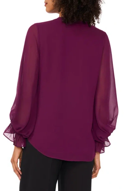 Vince Camuto Long Sleeve Chiffon Top In Purple