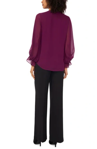 Vince Camuto Long Sleeve Chiffon Top In Purple