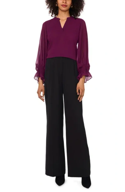 Vince Camuto Long Sleeve Chiffon Top In Purple