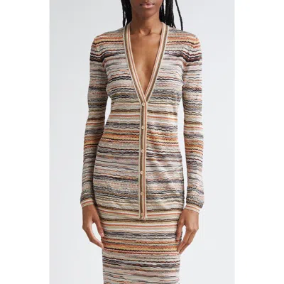 Missoni Metallic Zigzag V-neck Cardigan In Multi