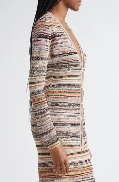 Missoni Metallic Zigzag V-neck Cardigan In Multi
