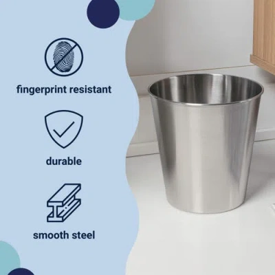 Happimess Nolan Modern Classic Smooth Steel 2 Gal Waste Bin In Metallic