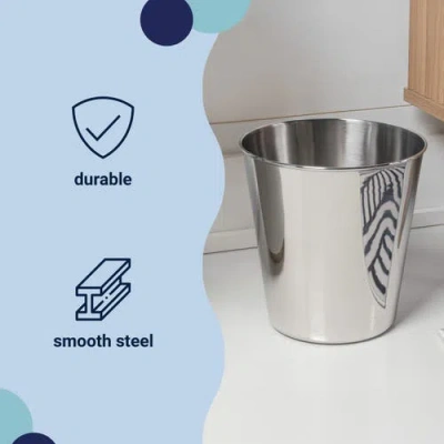 Happimess Nolan Modern Classic Smooth Steel 2 Gal Waste Bin In Metallic