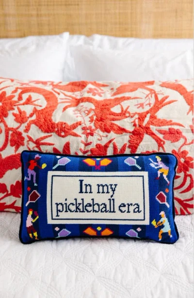Furbish Pickleball Era Needlepoint Pillow In Blue