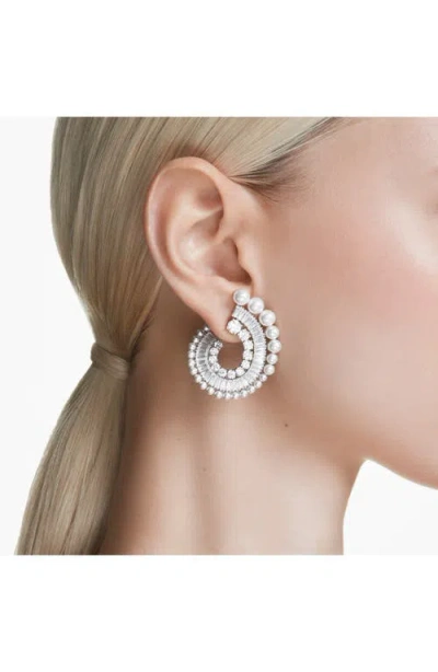 Swarovski X Ariana Grande Mixed-cut Cubic Zirconia & Faux Pearl Hoop Earrings