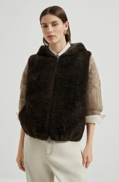 Brunello Cucinelli Hooded Sweater Vest In Brown