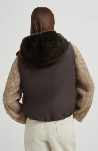 Brunello Cucinelli Hooded Sweater Vest In Brown