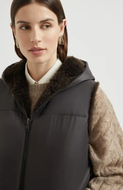 Brunello Cucinelli Hooded Sweater Vest In Brown