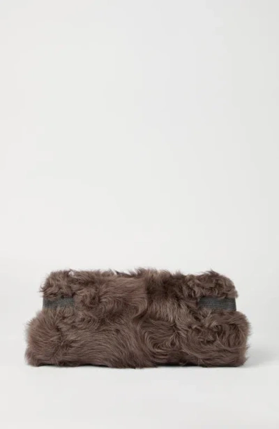Brunello Cucinelli Wavy Shearling Essence Pouch Bag