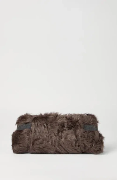 Brunello Cucinelli Wavy Shearling Essence Pouch Bag