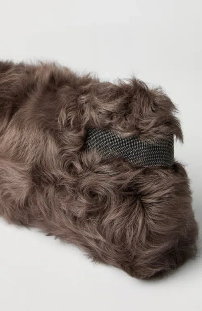 Brunello Cucinelli Wavy Shearling Essence Pouch Bag