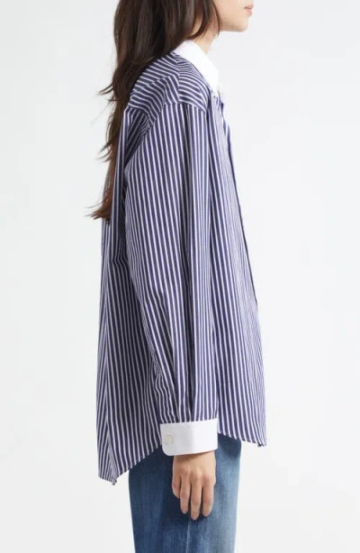 Sporty And Rich Sporty & Rich Vendome Oversize Crop Cotton Button-up Shirt
