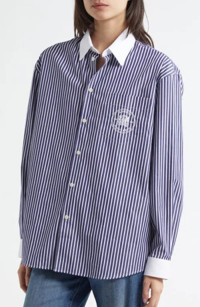 Sporty And Rich Sporty & Rich Vendome Oversize Crop Cotton Button-up Shirt