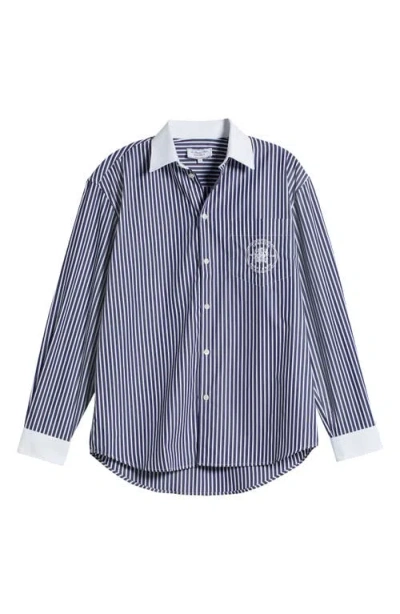 Sporty And Rich Sporty & Rich Vendome Oversize Crop Cotton Button-up Shirt