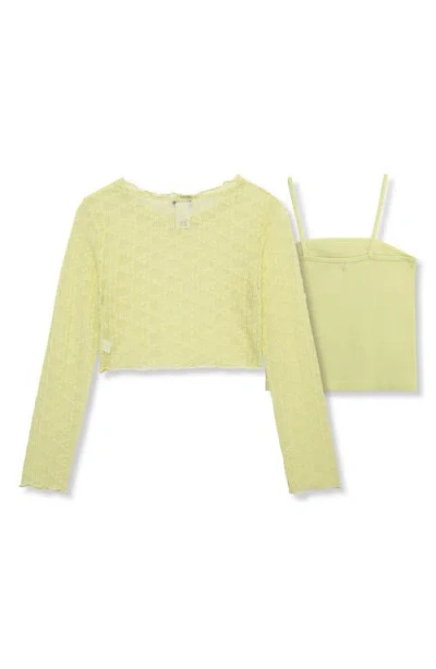 Truce Kids' Long Sleeve Mesh Top & Tank Set In Green
