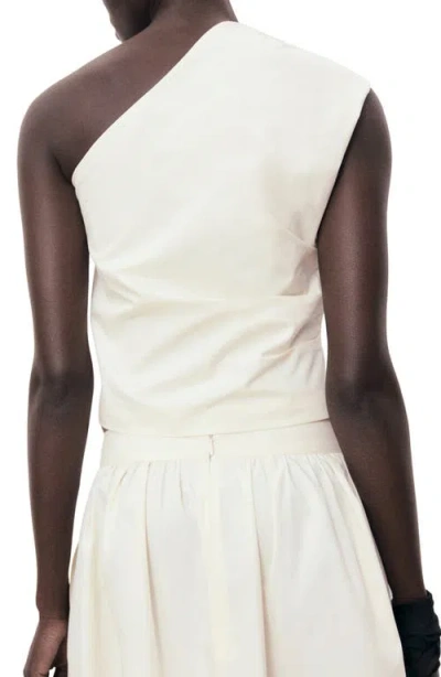 Mango Floral Embroidery One-shoulder Cotton Top In White