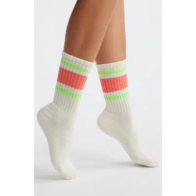 American Trench The Retro Stripe Crew Socks In White