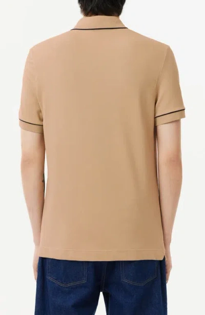 Lacoste Tipped Short Sleeve Polo Shirt In Nude