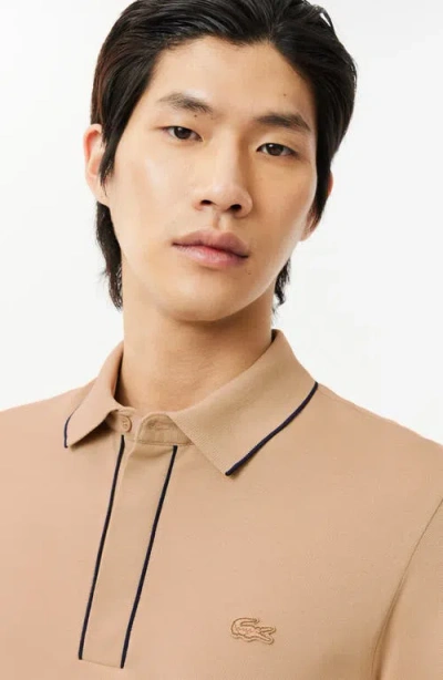 Lacoste Tipped Short Sleeve Polo Shirt In Nude