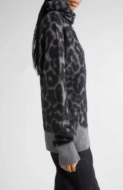 Stella Mccartney Leopard Jacquard Virgin Wool Funnel Neck Sweater