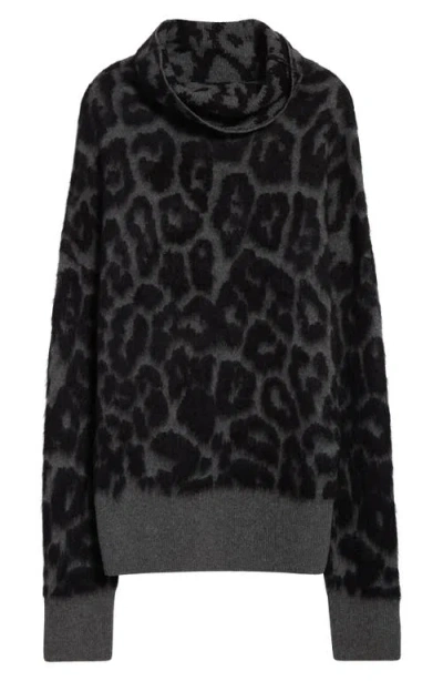 Stella Mccartney Leopard Jacquard Virgin Wool Funnel Neck Sweater