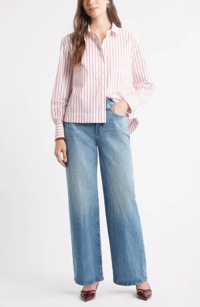 Caslonr Caslon(r) Long Sleeve Drop Hem Button-up Shirt