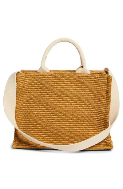 Marni Small Floral Embroidered Logo Raffia Tote