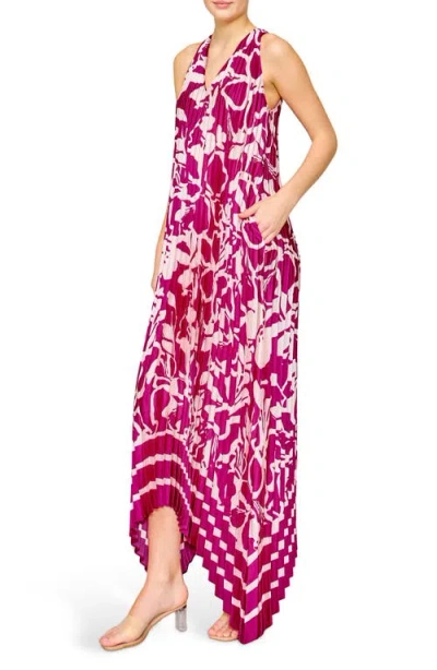Melloday Pleated Satin Maxi Dress