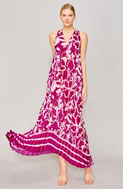 Melloday Pleated Satin Maxi Dress