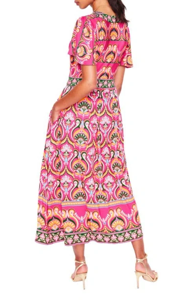 Boden Ellie Print Flutter Sleeve Dress In Pink
