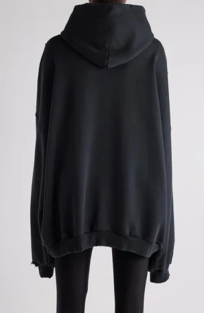 Balenciaga Eye Chart Distressed Oversize Cotton Fleece Logo Graphic Hoodie
