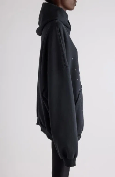 Balenciaga Eye Chart Distressed Oversize Cotton Fleece Logo Graphic Hoodie