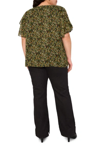 Vince Camuto Ruffle Short Sleeve Blouse In Green