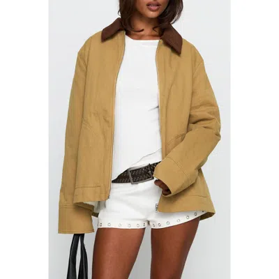 Princess Polly Chesterbrook Cotton Canvas Jacket In Nude