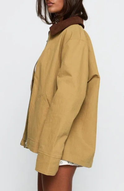 Princess Polly Chesterbrook Cotton Canvas Jacket In Nude