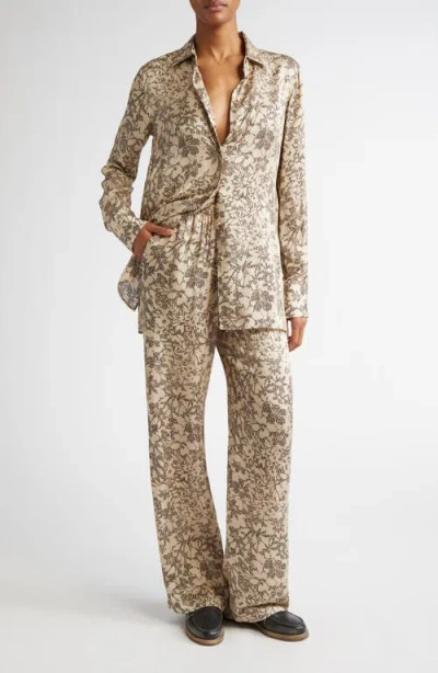 Golden Goose Floral Print Silk Blend Pajama Pants